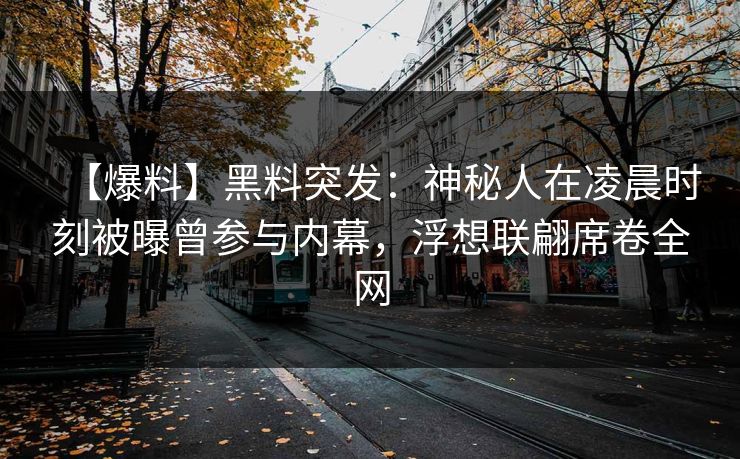 【爆料】黑料突发：神秘人在凌晨时刻被曝曾参与内幕，浮想联翩席卷全网