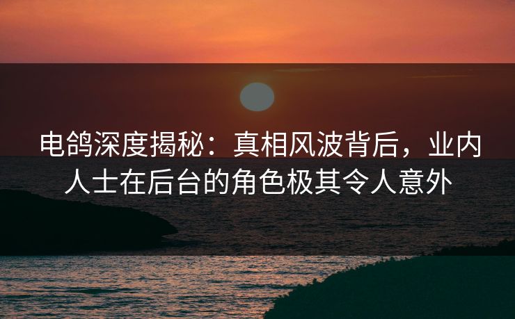 电鸽深度揭秘：真相风波背后，业内人士在后台的角色极其令人意外