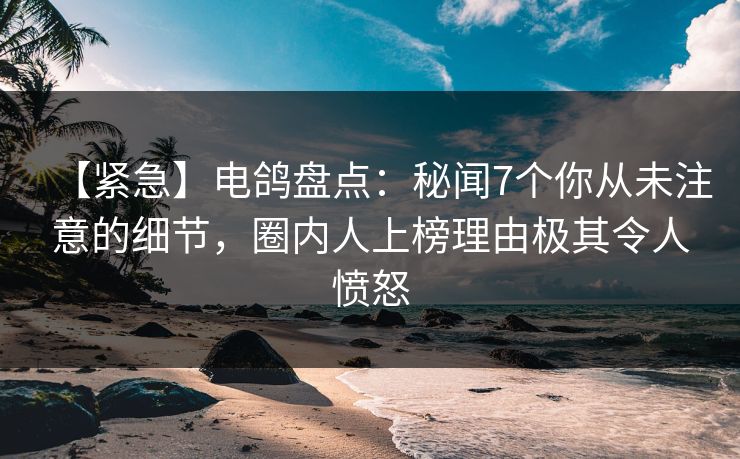 【紧急】电鸽盘点：秘闻7个你从未注意的细节，圈内人上榜理由极其令人愤怒