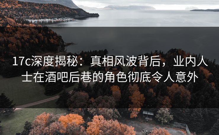 17c深度揭秘：真相风波背后，业内人士在酒吧后巷的角色彻底令人意外