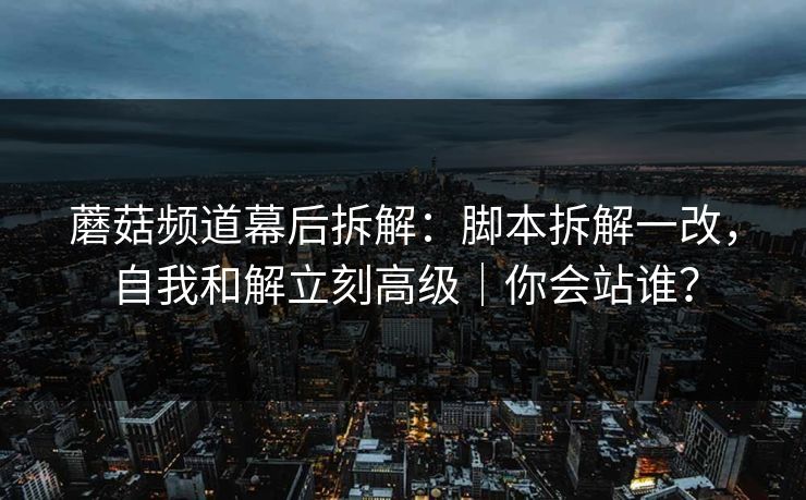 蘑菇频道幕后拆解：脚本拆解一改，自我和解立刻高级｜你会站谁？